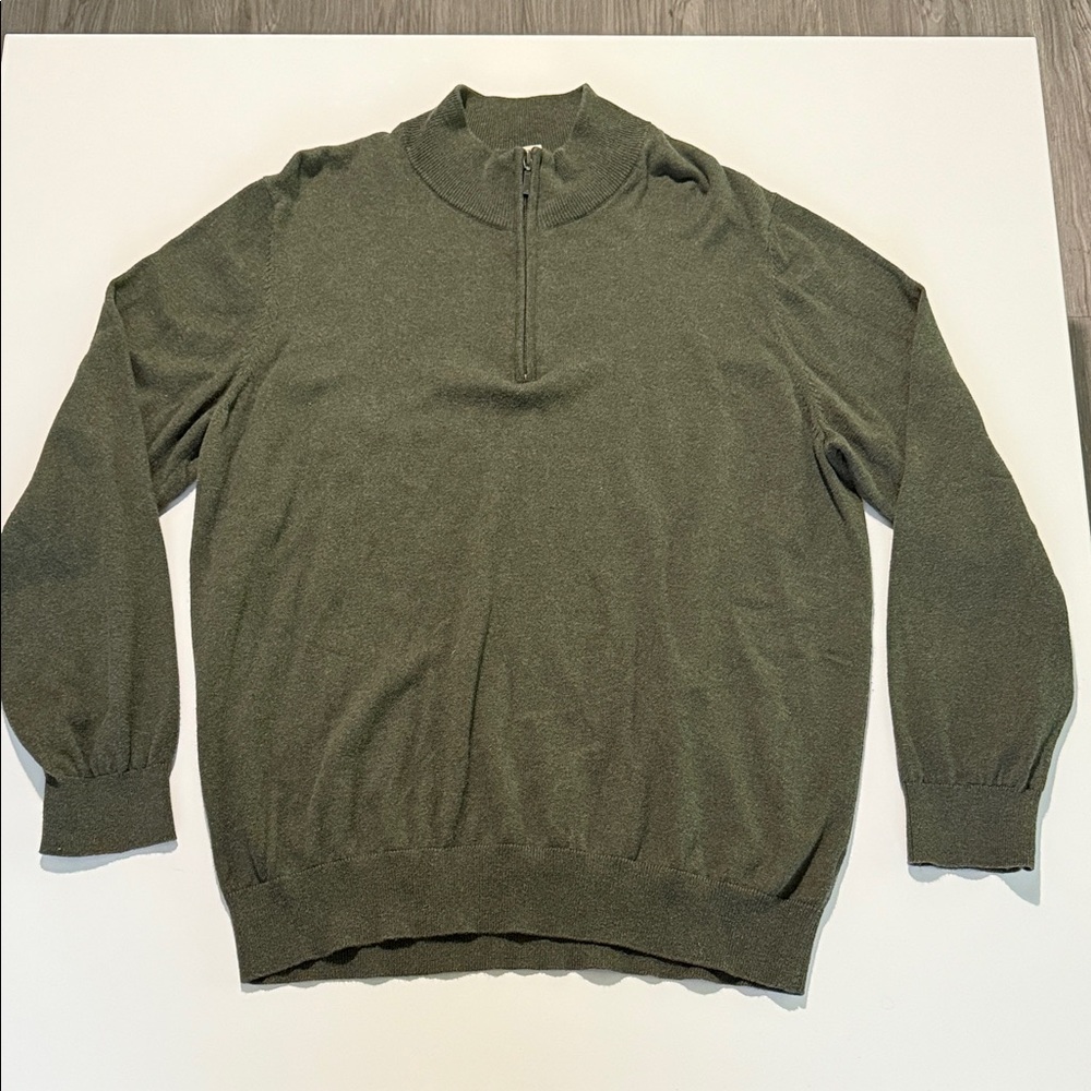 Men's Wicked Soft Cotton/Cashmere Sweater, Quarter-Zip Size XL